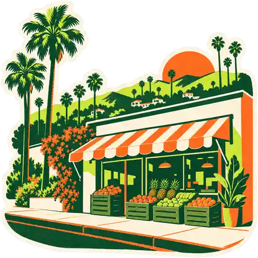 Illustration of a Los Angeles street market