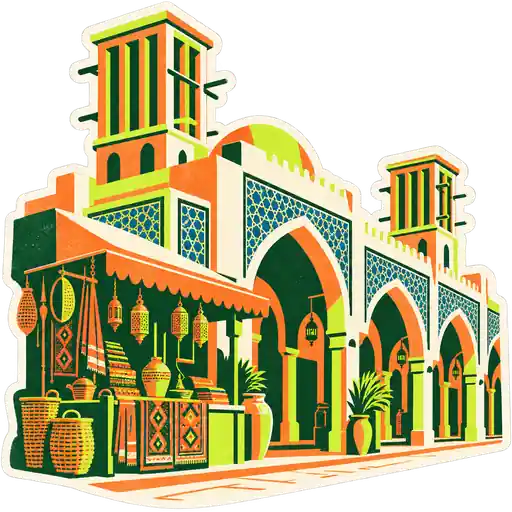 Illustration of a Sharjah street market
